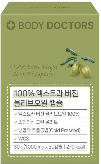 바디닥터스 100% 엑스트라버진 올리브오일 캡슐 30g, 1개, 30정