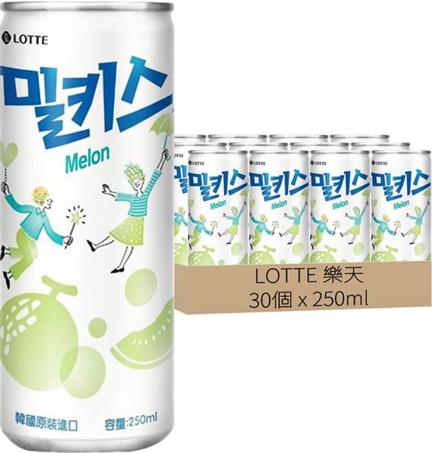 LOTTE 樂天 哈密瓜優格風味碳酸飲, 30個, 250ml