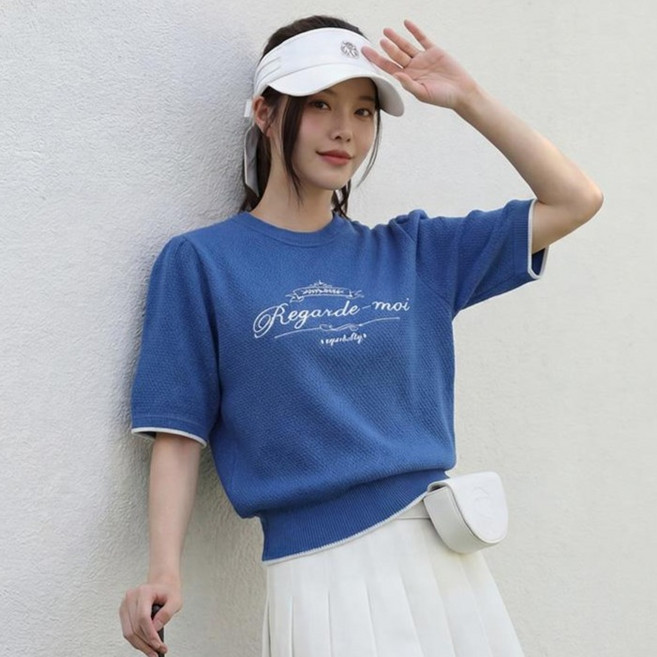 Pippin 女款高爾夫日常字母刺繡短袖針織衫 #112931
