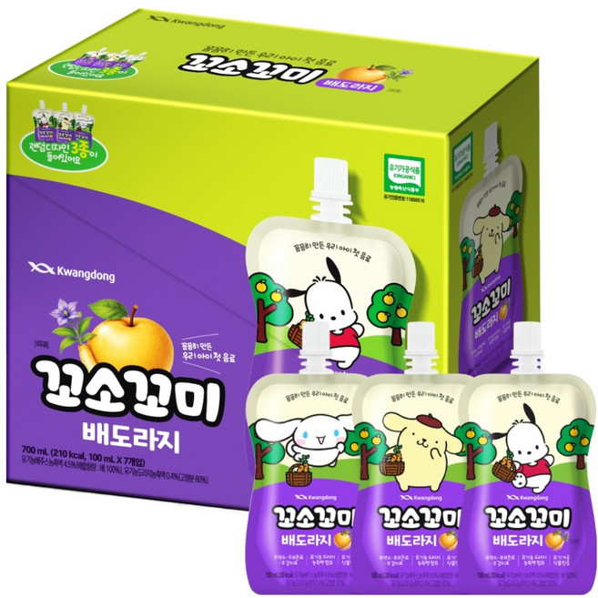 꼬소꼬미 광동 어린이음료 배도라지맛, 7개, 100ml