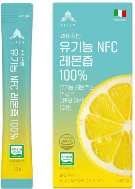 라이프엔 유기농 NFC 레몬즙 100%, 20g, 14개