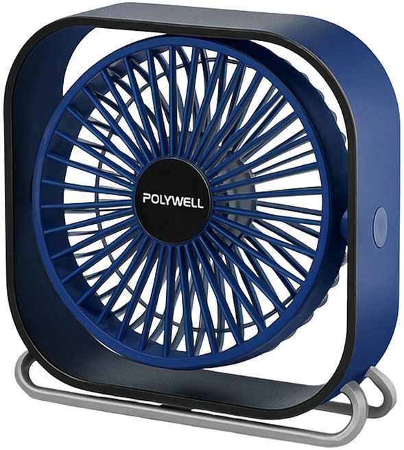 POLYWELL 寶利威爾 360度大風量可調桌面風扇 USB插電 無內建電池 6吋 PW15-T65-0526, 藍色, F-A