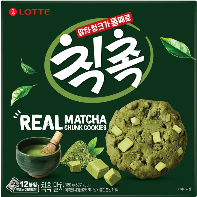 롯데웰푸드 칙촉 말차 과자쿠키, 180g, 1개