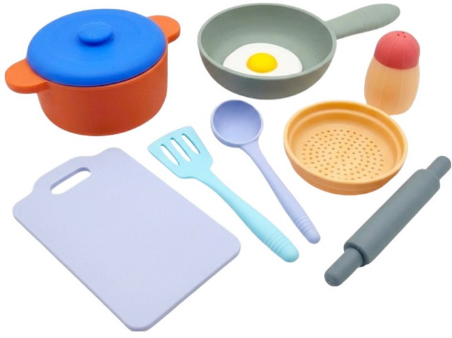 꼬마천사 말랑 소프트 칼라 소꿉놀이 9종 세트, 혼합색상, 1세트