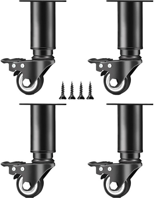 엠파이어 높이 조절 바퀴형 침대 소파 책상 가구 다리 블랙, 4개