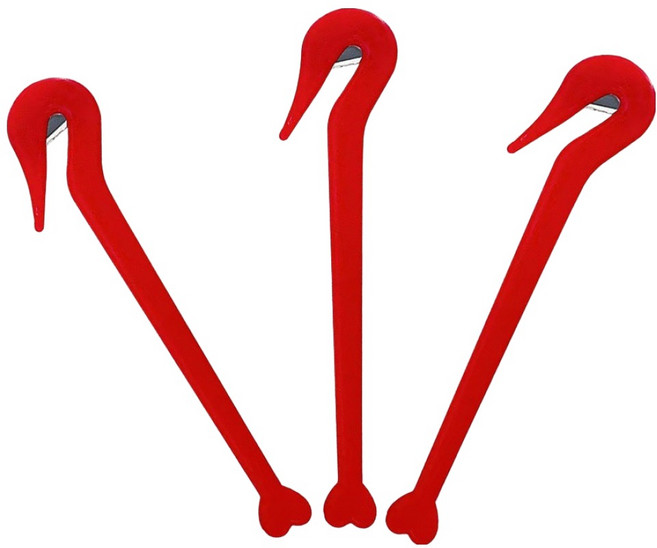 수스다 헤어 이지컷 고무줄 머리끈 제거칼, 3개, 레드