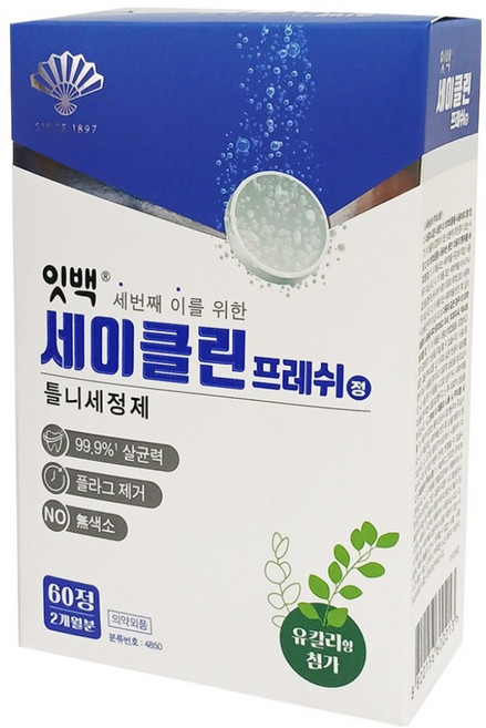 동화약품 세이클린 프레쉬 틀니세정제, 1개, 60개입