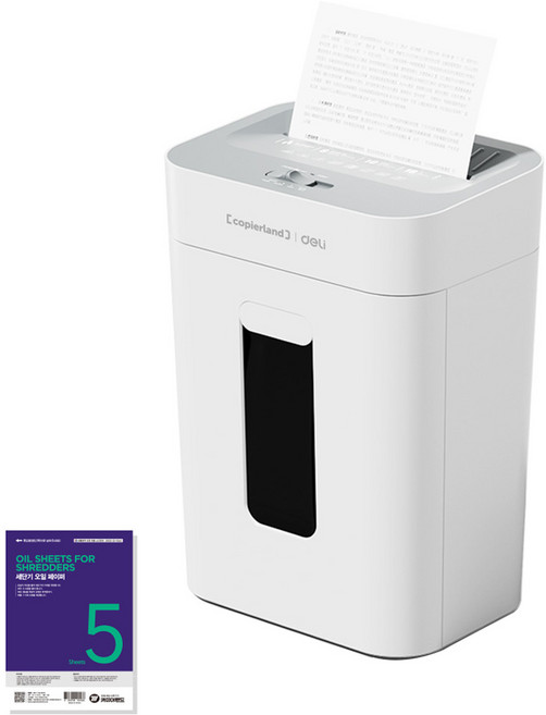 카피어랜드 극저소음 문서세단기 18L + 오일페이퍼 5p 세트, 화이트(문서세단기), SC-PM1(문서세단기)