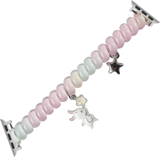 젤센 애플워치 호환 래빗 스프링 밴드 스트랩, 코튼캔디, 1개