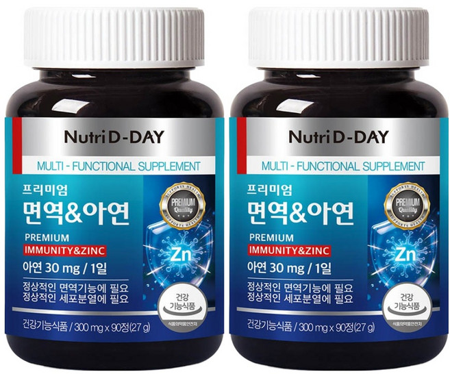 뉴트리디데이 프리미엄 면역 & 아연 27g, 90정, 2개