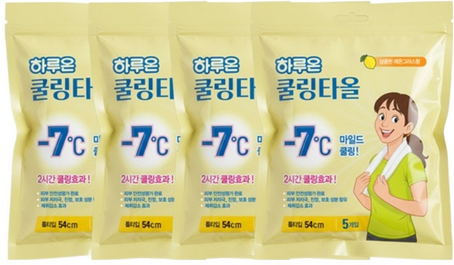 하루온 쿨링타올 마일드 상큼한 레몬그라스 540 x 230 mm 5p, 4개