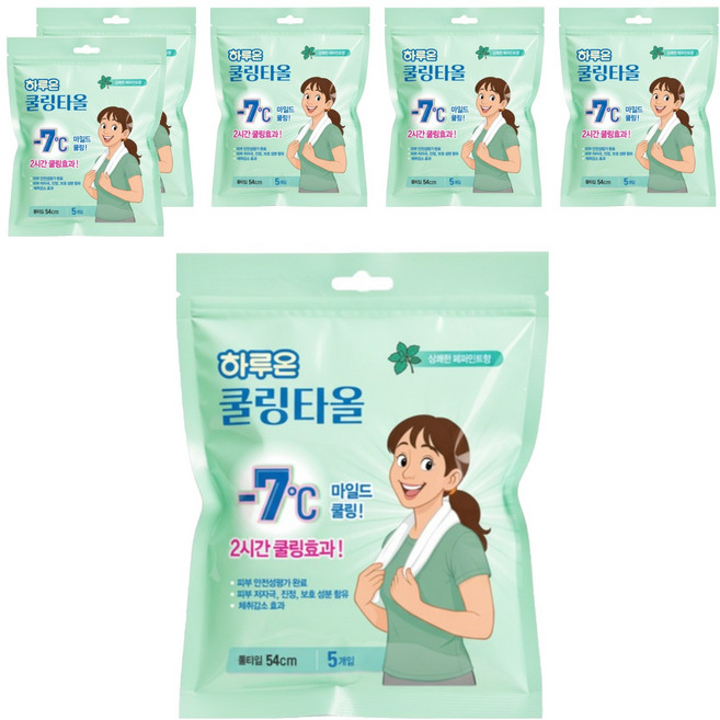 하루온 마일드 상쾌한 쿨링타올 페퍼민트 5p, 6개