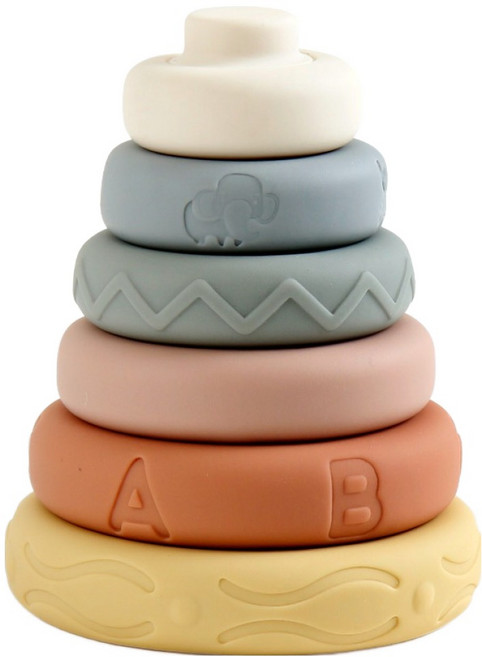 헬로디노 소프트 링쌓기 아기 링끼우기 탑쌓기 장난감 스태킹 링, 파스텔, 1개