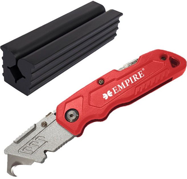 엠파이어 골프그립 교체 접이식 후크 커터칼 + 샤프트보호 고무가드 세트, 빨강(커터칼), 검정(고무가드), 1세트