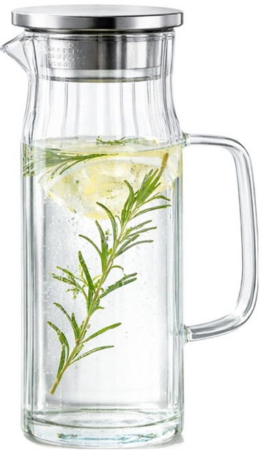 로체스터 스텐 플리츠 내열유리 물병, 1개, 1.2L