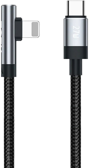 TOTU 拓途 極速 Lightning-Type-C PD iPhone充電線 傳輸線 編織線 快充線 彎頭, 鐵灰色, 1個, 2m