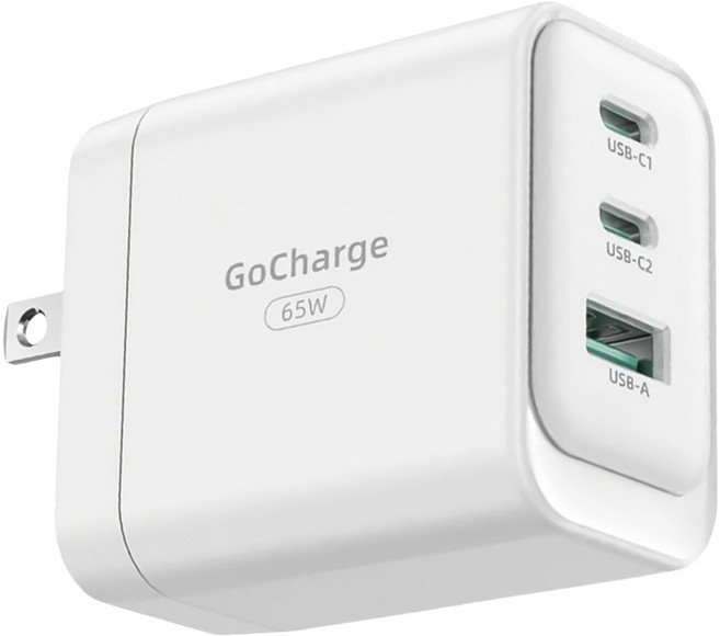 Innostyle GoCharge系列 3孔 GaN氮化鎵 65W PD快充 Type-C + USB 充電器充電頭 台灣BSMI 歐美RoHS FCC認證, 白色, 1個