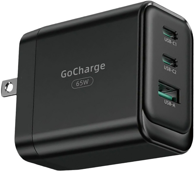 Innostyle GoCharge系列 3孔 GaN氮化鎵 65W PD快充 Type-C + USB 充電器充電頭 台灣BSMI 歐美RoHS FCC認證, 黑色, 1個
