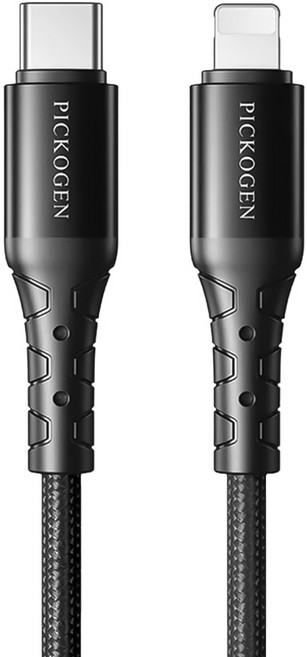 PICKOGEN 皮克全 FastFlex Lightning-Type-C PD iPhone充電線 傳輸線 編織線 36W快充, 黑色, 1個, 2m