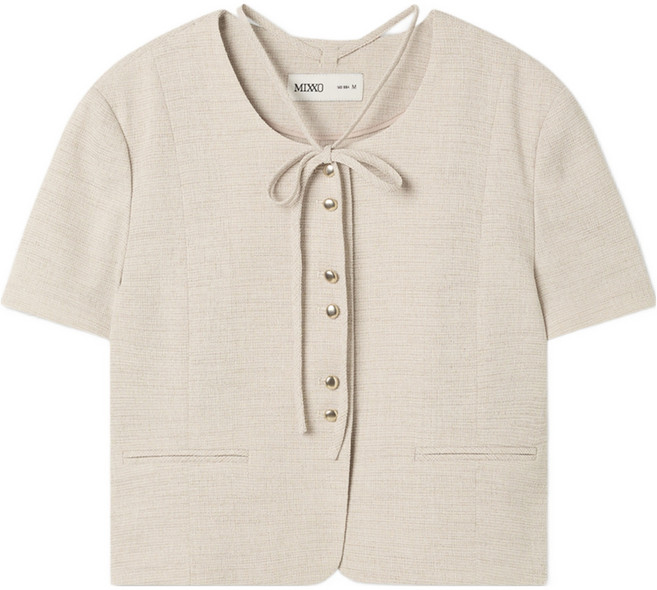 MIXXO 女款毛呢鈕扣短袖外套