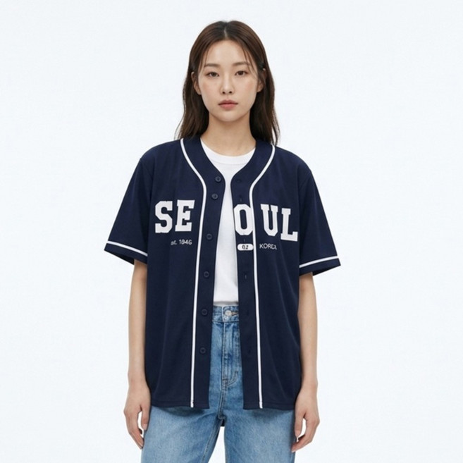 티팜 남녀공용 지역명 기능성 야구저지 반팔 티셔츠