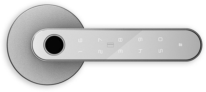 웰콤 손잡이 있음 목문용 레버락 비밀번호 지문인식 디지털 도어락 + 카드키 세트, 고객직접설치, ART-L30(실버)