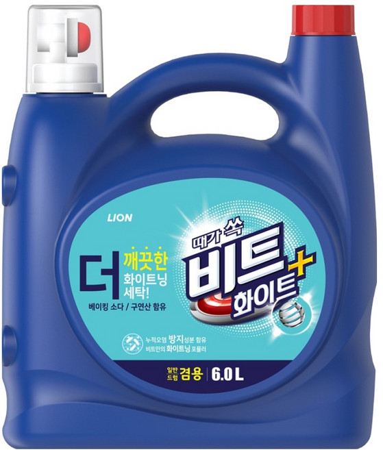 Beat White Plus 一般/滾筒兩用液體洗衣精, 1個, 6L
