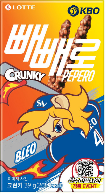 빼빼로 크런키 KBO 삼성 라이온즈, 39g, 1개
