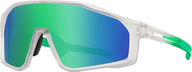 Quinta UV400偏光運動太陽眼鏡 可調節鼻托 不夾臉 適合各種臉型 QT17101, 透明框綠片, 1個