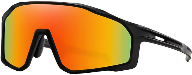 Quinta UV400偏光運動太陽眼鏡 可調節鼻托 不夾臉 適合各種臉型 QT17101, 黑框橙紅片, 1個