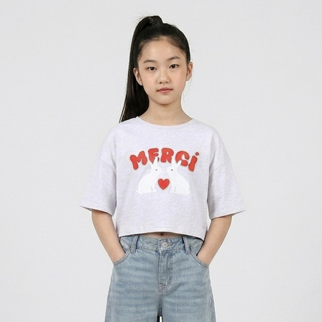 아동용 메르시 세미크롭 반팔 티셔츠