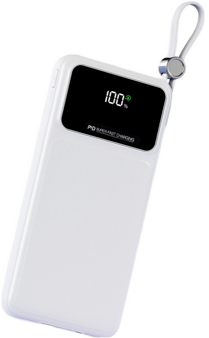 세인트비 케이블 일체형 고속보조배터리 22.2W 10000mAh, 화이트, ST-PBS100C