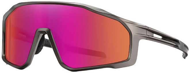 Quinta UV400偏光運動太陽眼鏡 可調節鼻托 不夾臉 適合各種臉型 QT17101, 砂灰框紫片, 1個