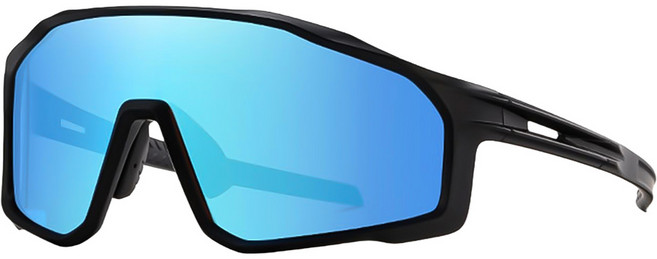 Quinta UV400偏光運動太陽眼鏡 可調節鼻托 不夾臉 適合各種臉型 QT17101, 黑框冰藍片, 1個