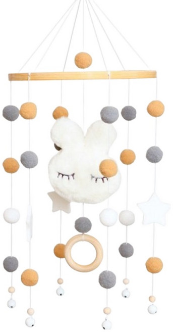 헬로디노 원목 신생아 모빌 꿈나라 토끼, 혼합색상, 1개