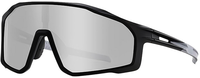 Quinta UV400偏光運動太陽眼鏡 可調節鼻托 不夾臉 適合各種臉型 QT17101, 黑框水銀片, 1個