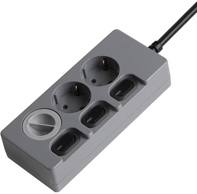 스윗홈 개별 절전 컬러 멀티탭 3구 안전커버, 그레이블랙, 1개, 1m