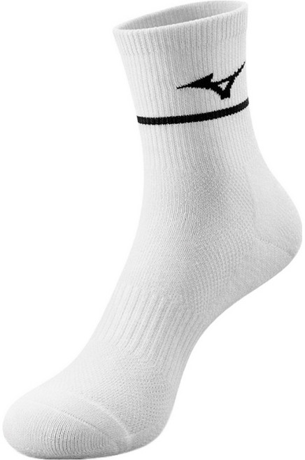 미즈노 남성용 논슬립 쿠션 중목 골프 양말, 화이트 블랙, 1개