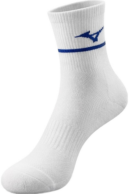 미즈노 남성용 논슬립 쿠션 중목 골프 양말, 화이트 네이비, 1개