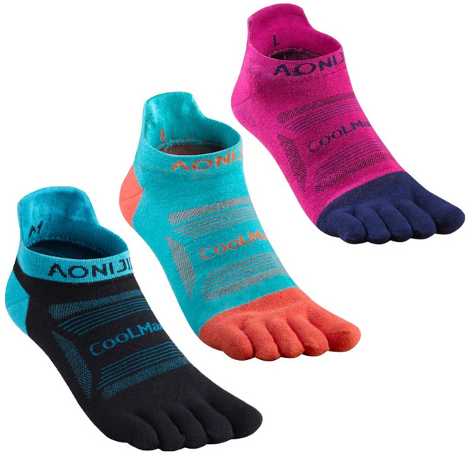 오니지 쿨맥스 스포츠 발가락 양말 3켤레 세트 S02, 블랙, 민트, 레드, 1세트