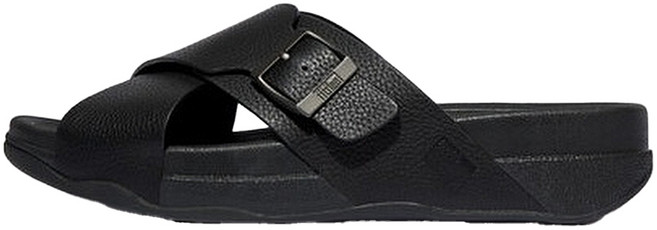 fitflop 男士 Surfer 扣環絨麵皮革交叉拖鞋