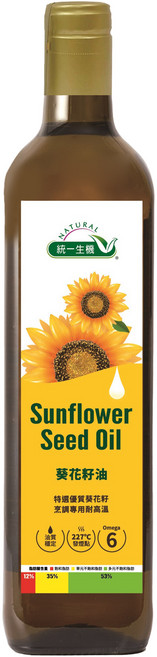 統一生機 葵花籽油, 1個, 500ml