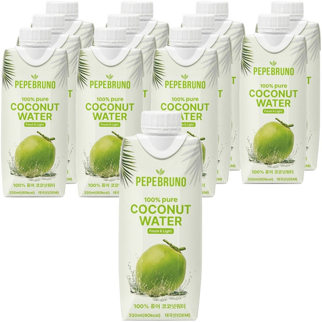 페페브루노 100프로 퓨어 코코넛워터, 12개, 330ml