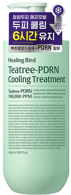힐링버드 티트리 PDRN 실리콘 FREE 쿨링 탈모 트리트먼트, 1개, 1L