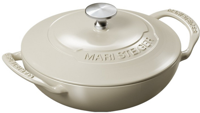 마리슈타이거 무쇠주물 레트로 에디션 주물뚜껑 베이비웍 아이보리, 1개, 18cm