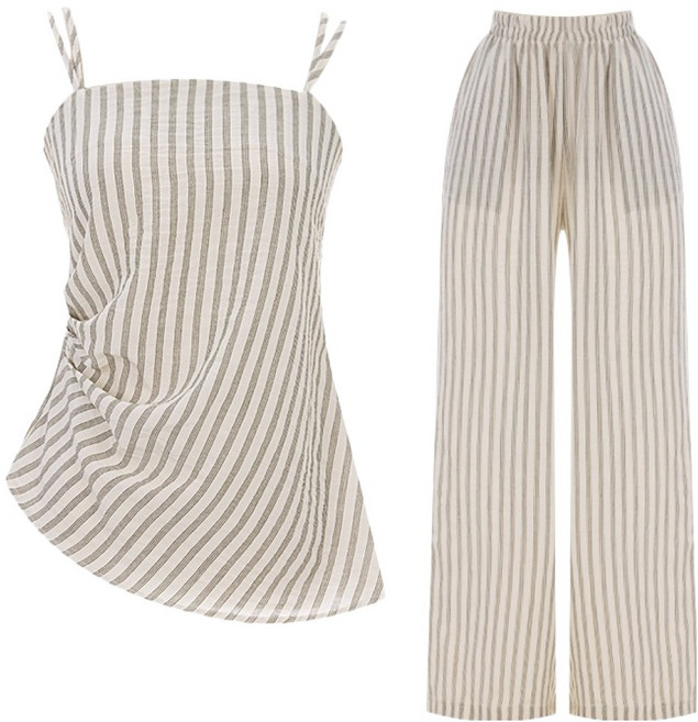 티뷰 ST핀턱 나시 + 팬츠 세트 V6B-CSE001