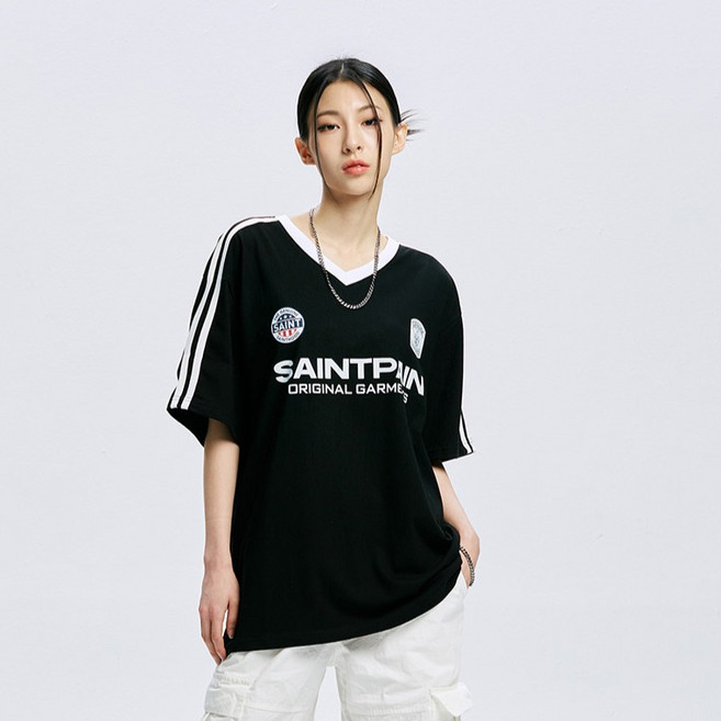 saintpain Saint Club V領T恤, Black