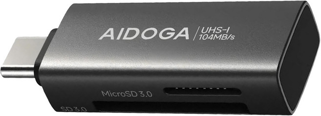 AIDOGA 艾迪伽 UHS-I 系列 Type-C 一體式多功能讀卡器 SD & TF OTG 傳輸轉接頭 轉接器 支援iPhone17 安卓 手機 平板 筆電, 深空灰, 1個, StarKeep