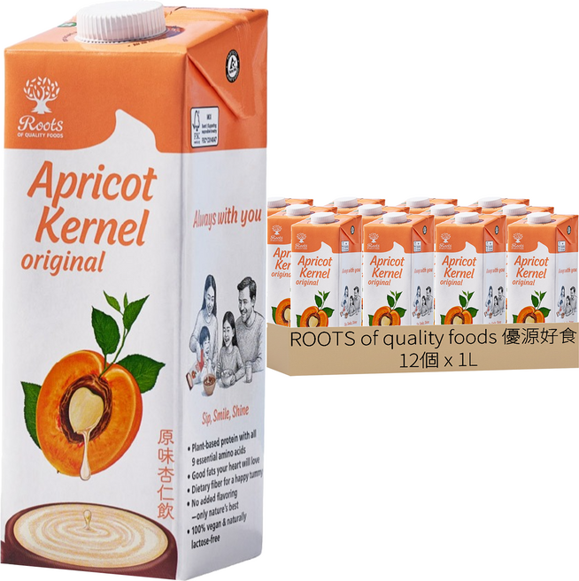 ROOTS of quality foods 優源好食 原味杏仁飲, 12個, 1L