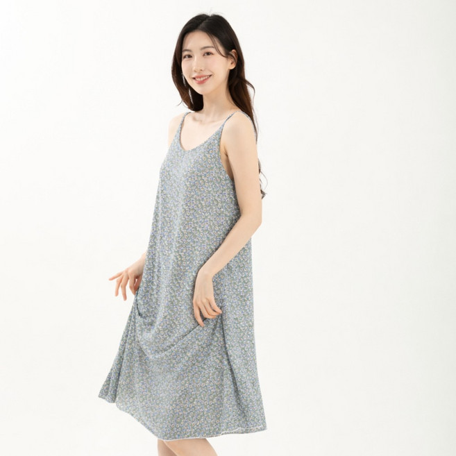 시크나인 여성용 10종 냉장고 끈나시 꽃무늬 원피스 잠옷